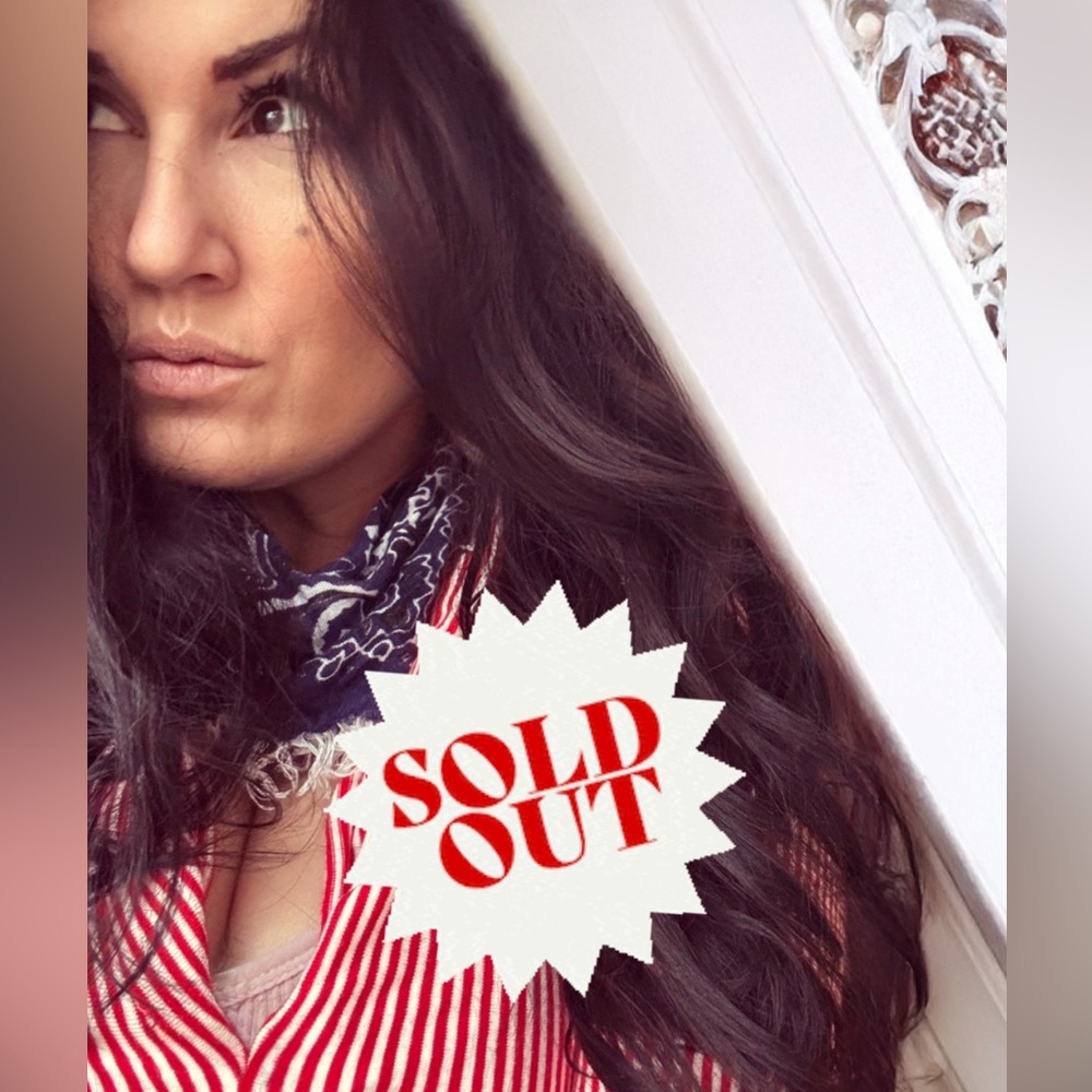 Red pinstripe blouse